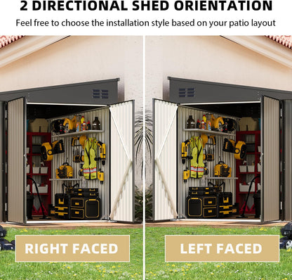 YODOLLA 8x10 Lean-to Shed, Outdoor Storage Shed, Gray