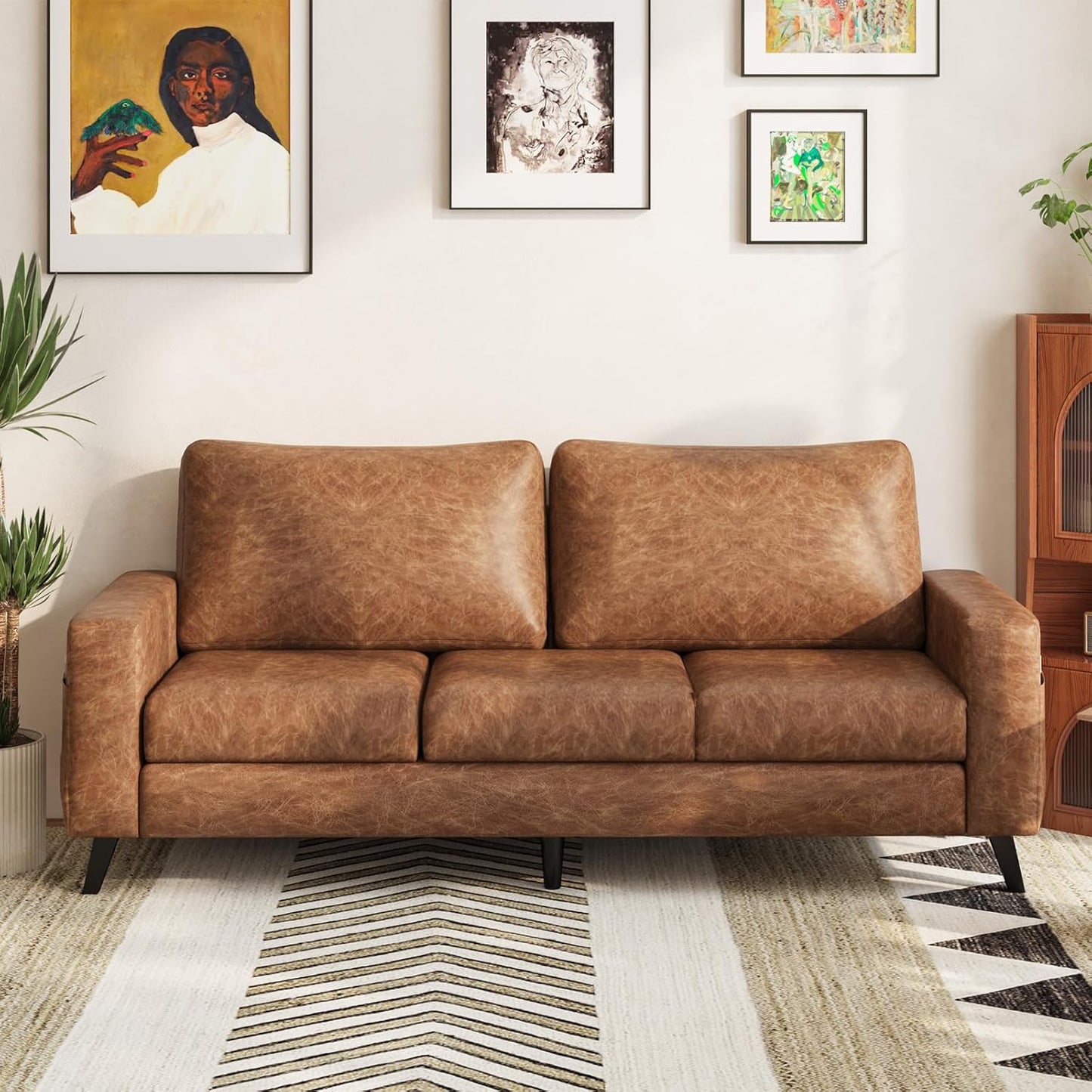 YODOLLA 79" 3-Seat Faux Leather Couch Modern Sofa