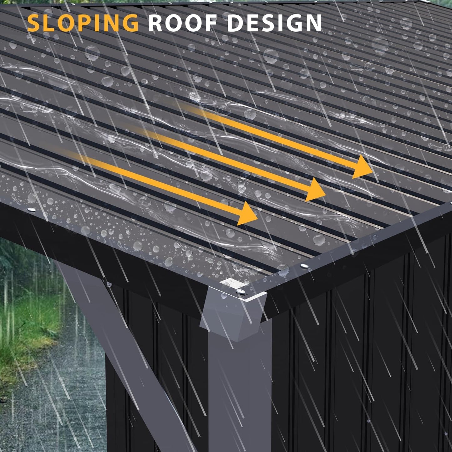 YODOLLA Outdoor Open-Sided Storage Shed, Sheds with Covered