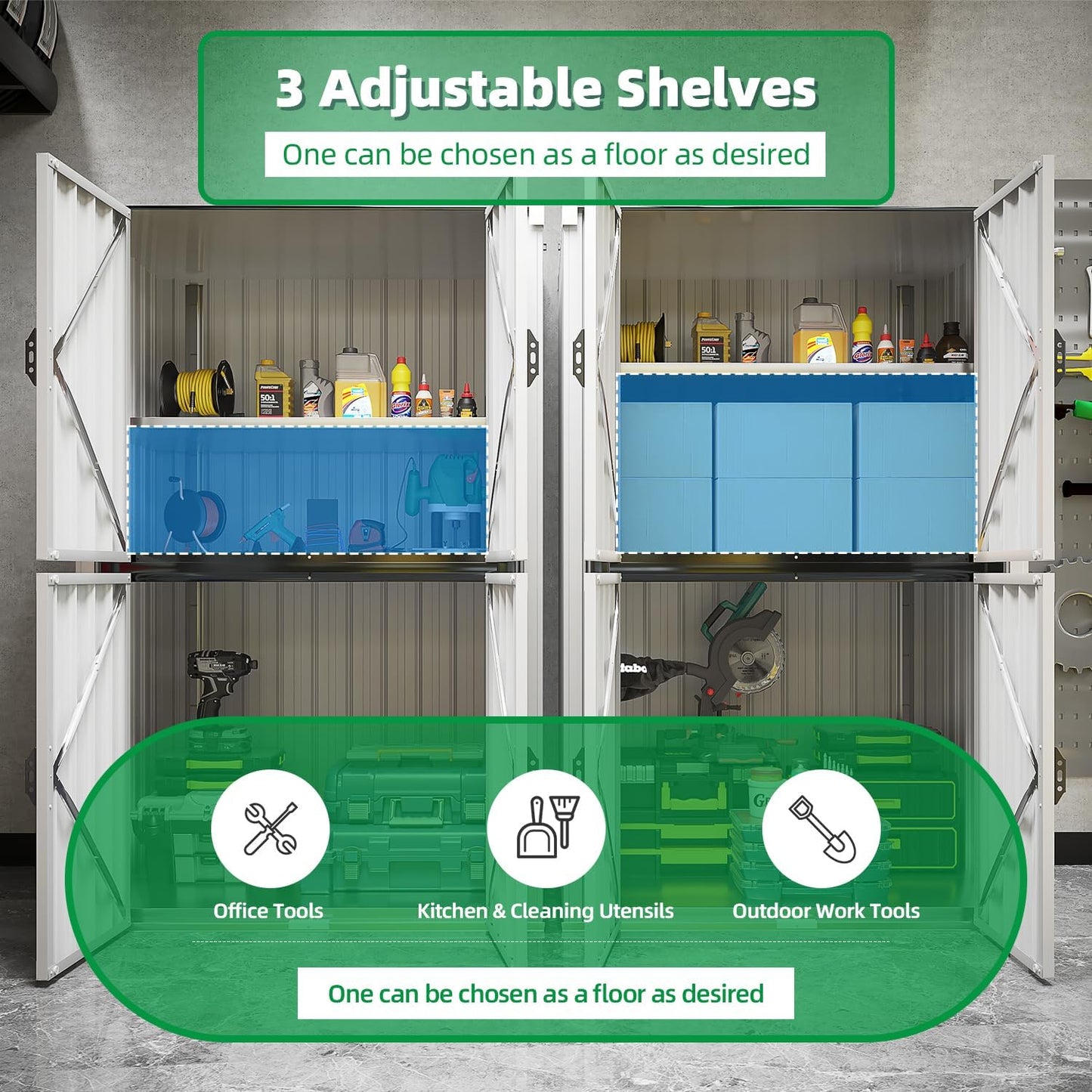 YODOLLA Outdoor Cabinet Outdoor Storage Cabinet, White