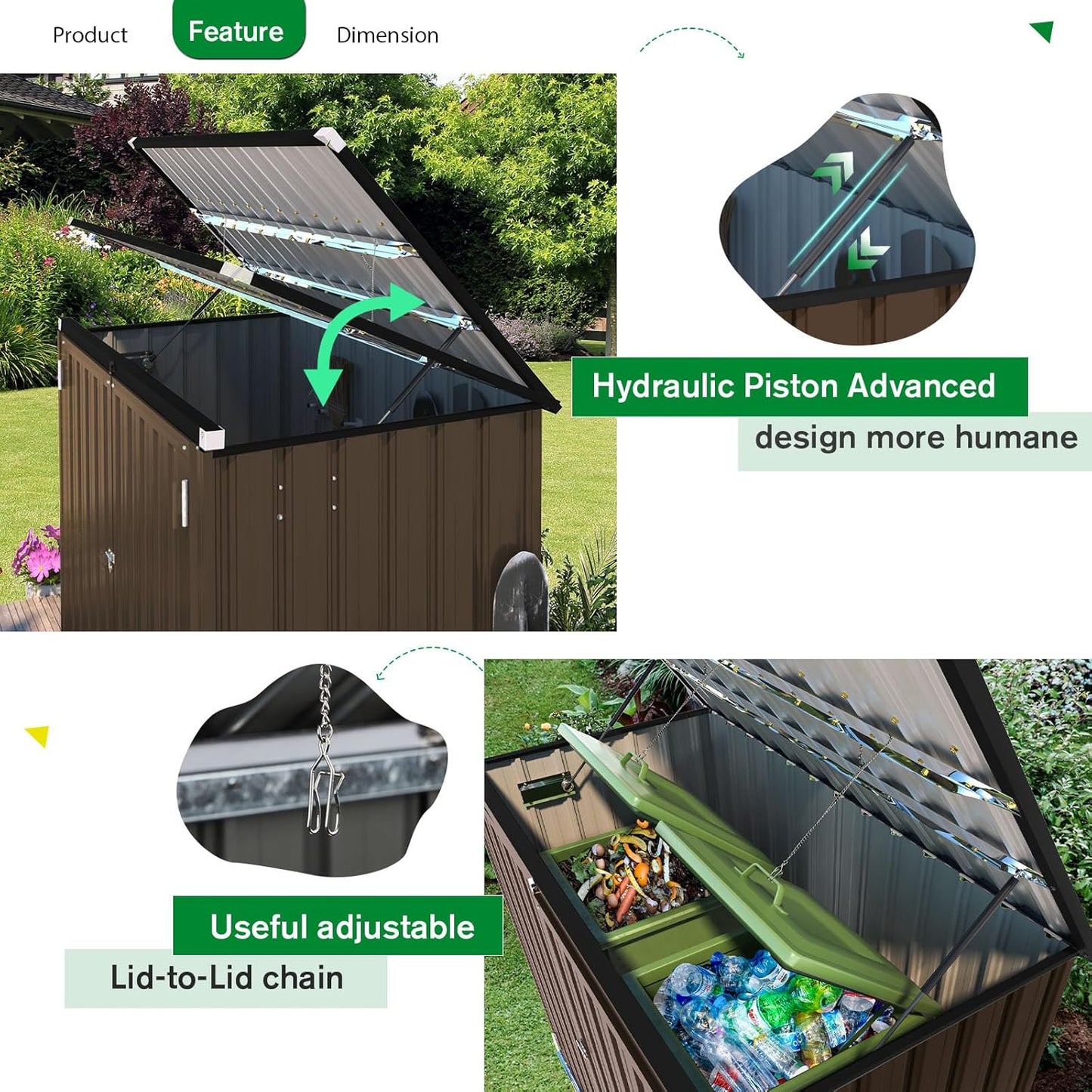 YODOLLA 46 Cu.Ft Outdoor Horizontal Storage Shed, Brown