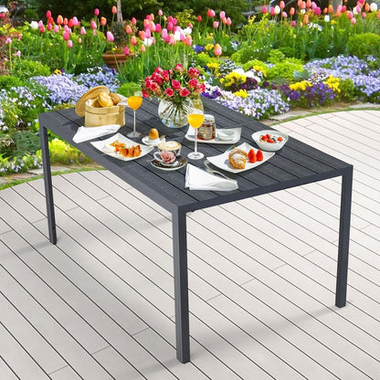 YODOLLA 60" Outdoor Aluminum Patio Dining Table with Wood-Plastic Composite Tabletop