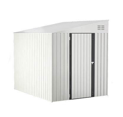 YODOLLA Outdoor 6' x 8' Metal Wall Side Lean to Storage Shed, White