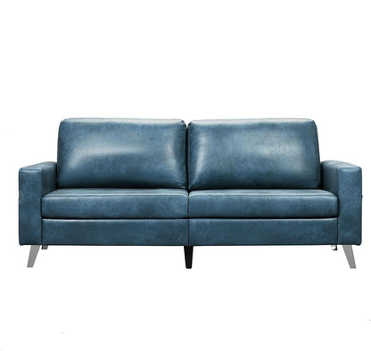 YODOLLA 79 Inch Sofa Couch for Living Room, Faux Leather, Saddle Blue