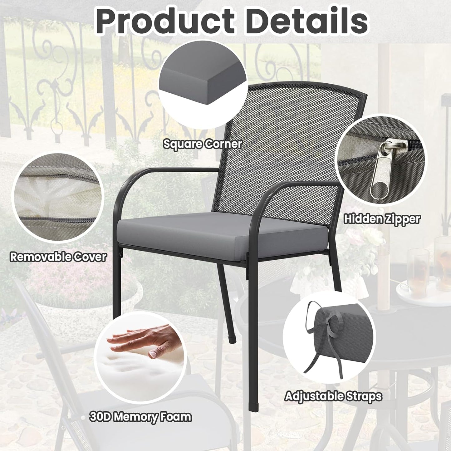 YODOLLA Outdoor Chair Cushions 19 x 19 x 3 Inch Seat Cushions for Patio Furniture