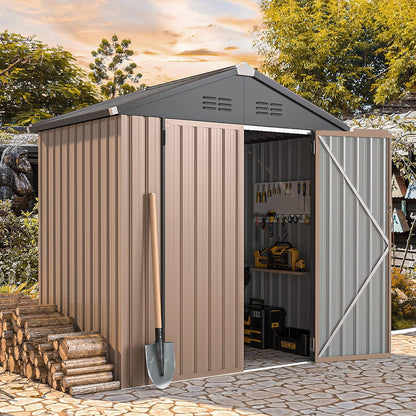 YODOLLA Shed 6' x 4' Storage Shed, Metal Sheds & Outdoor Storage, Grey