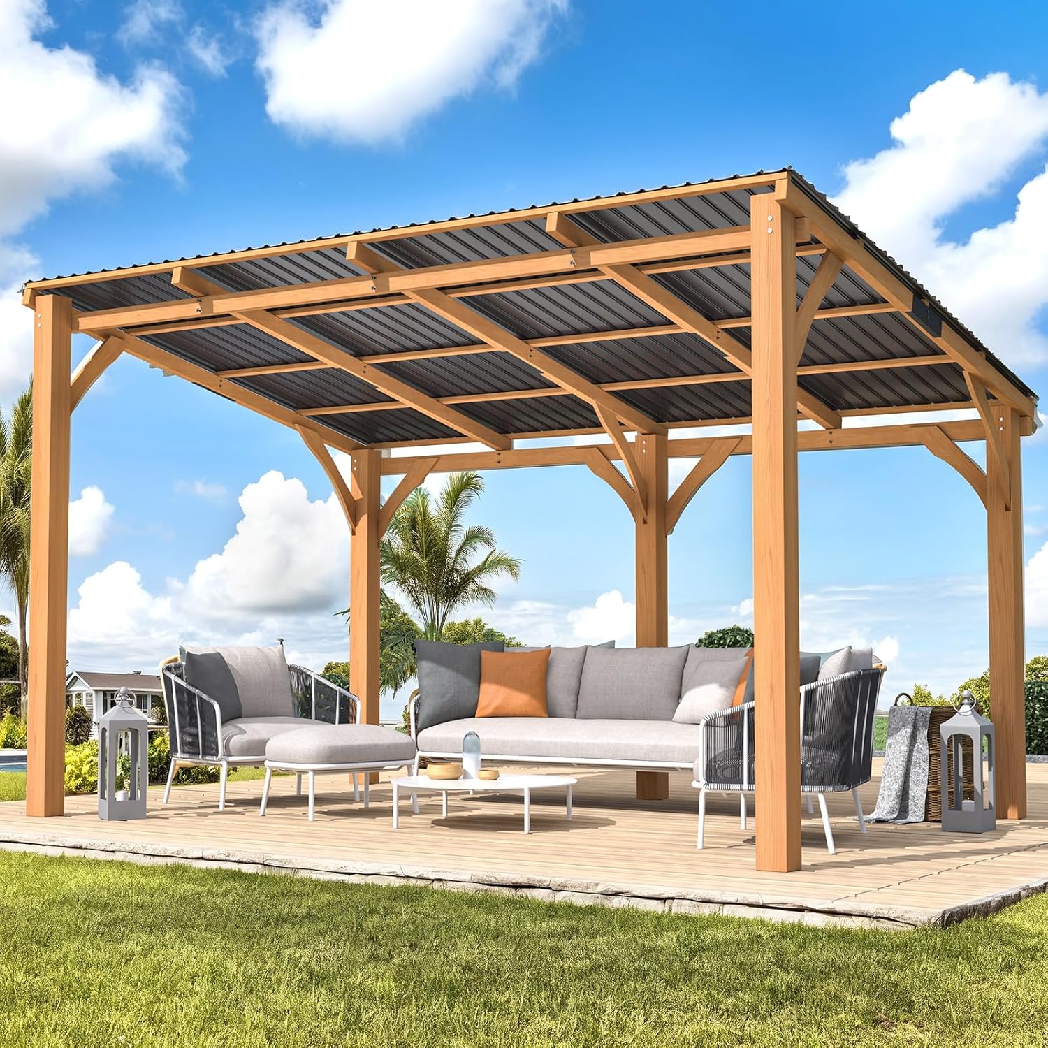 YODOLLA lean to pergola with roof.