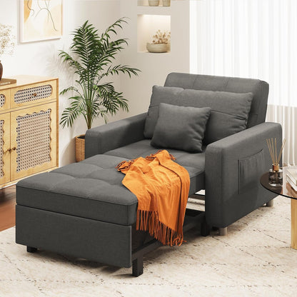 YODOLLA 36" Convertible Chair Bed, Modern Grey