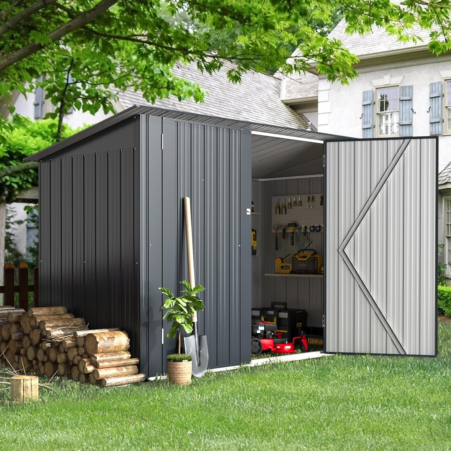 YODOLLA 7x3 Small Metal Shed for Garden & Yard