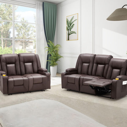 YODOLLA Home Theater Seating, 2-Cup Holders, Brown
