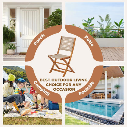 YODOLLA Outdoor Folding Chairs Set, Wooden Patio Dining Set