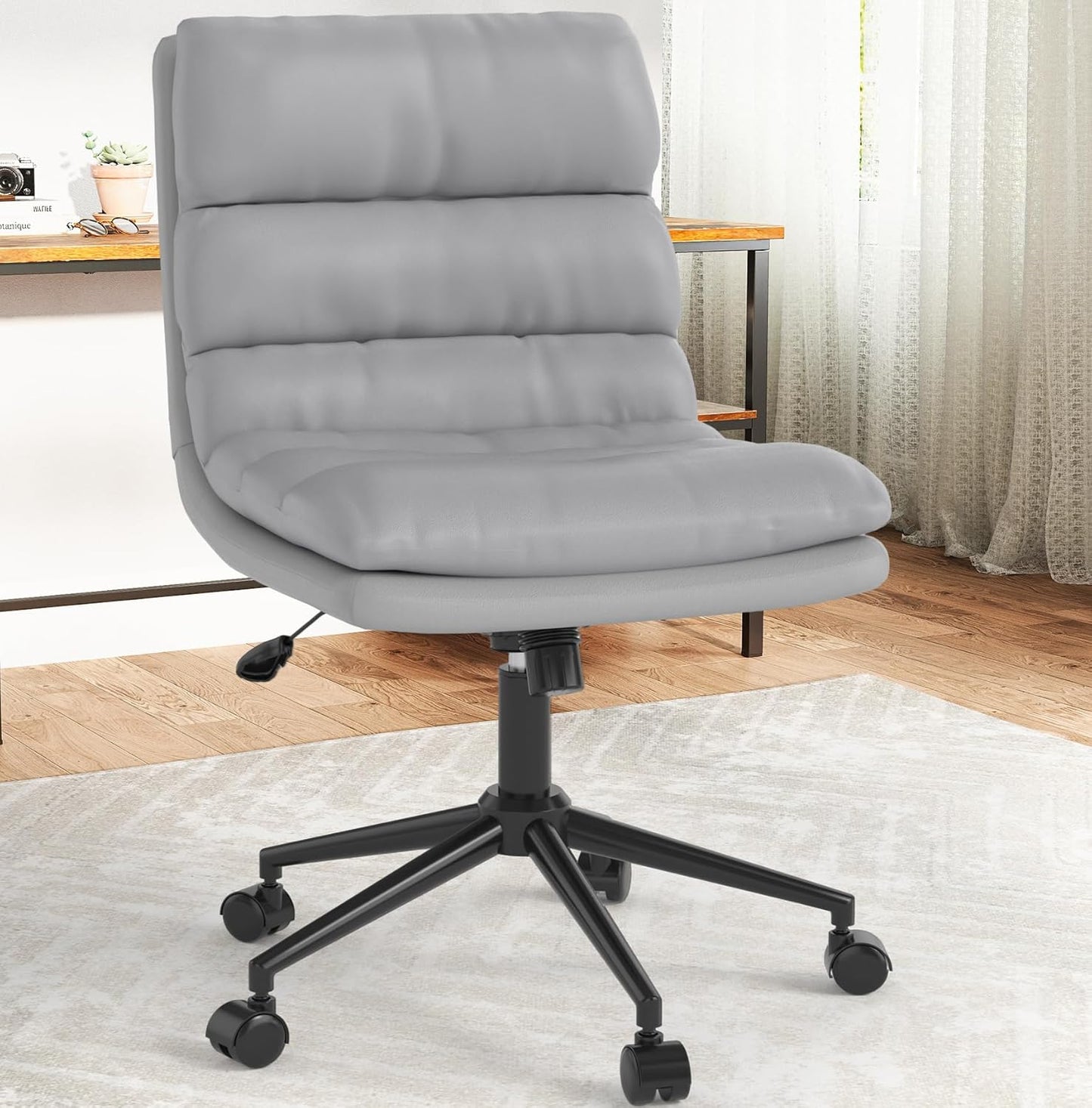 YODOLLA Office Chairs Swivel Desk Chair, Faux Leather Gray