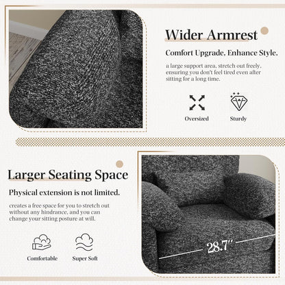 YODOLLA Oversized Armchair, Chenille Mid Century Accent Chair, Comfy Upholstered Single Sofa, Extra Wide Reading Chairs