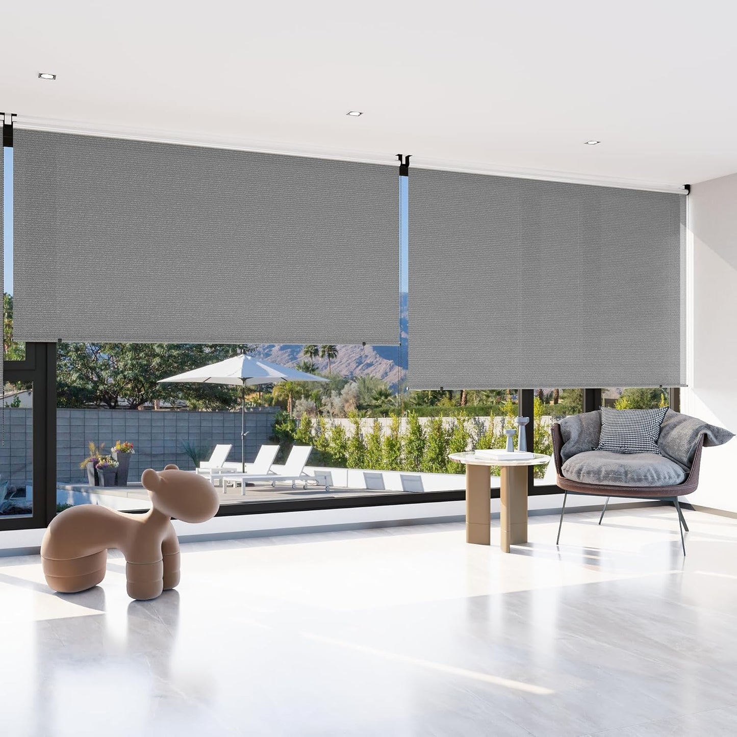 YODOLLA Outdoor Roller Shade, Sun Shade Cover Canopy with 99% UV Protection, Gray