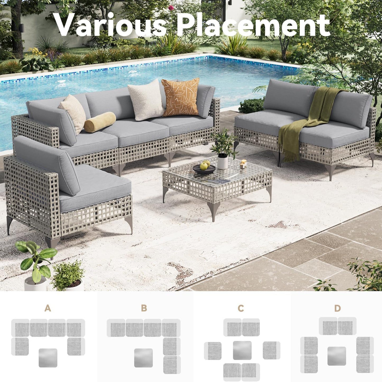 YODOLLA 7 piece patio furniture sofa set