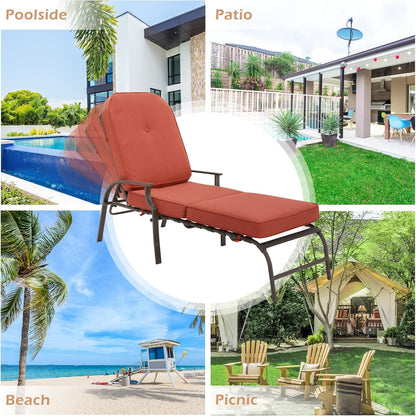 YODOLLA Adjustable Outdoor Chaise Lounge, Orange