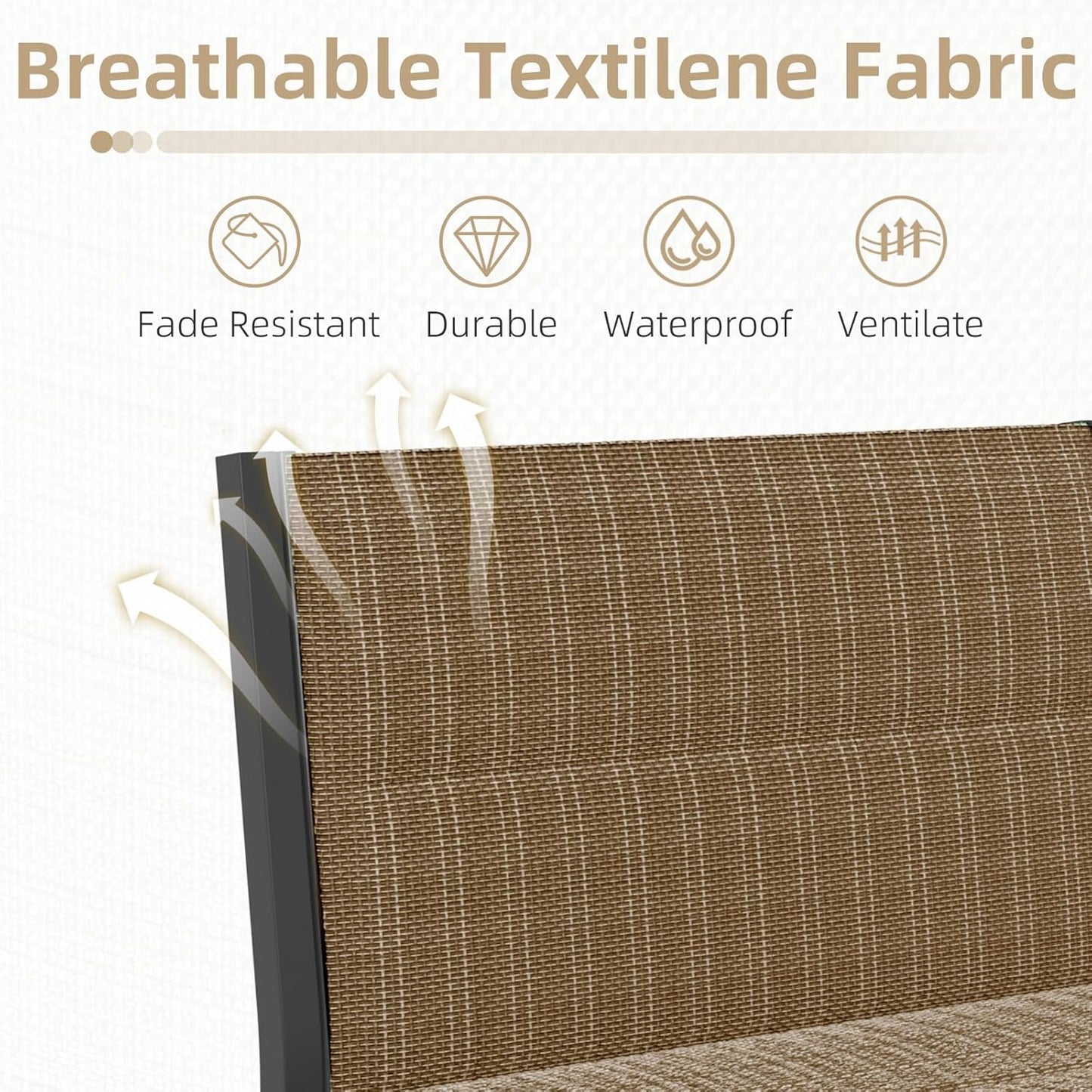 YODOLLA 7-Pc Sectional Patio Set Textilene Fabric, Brown