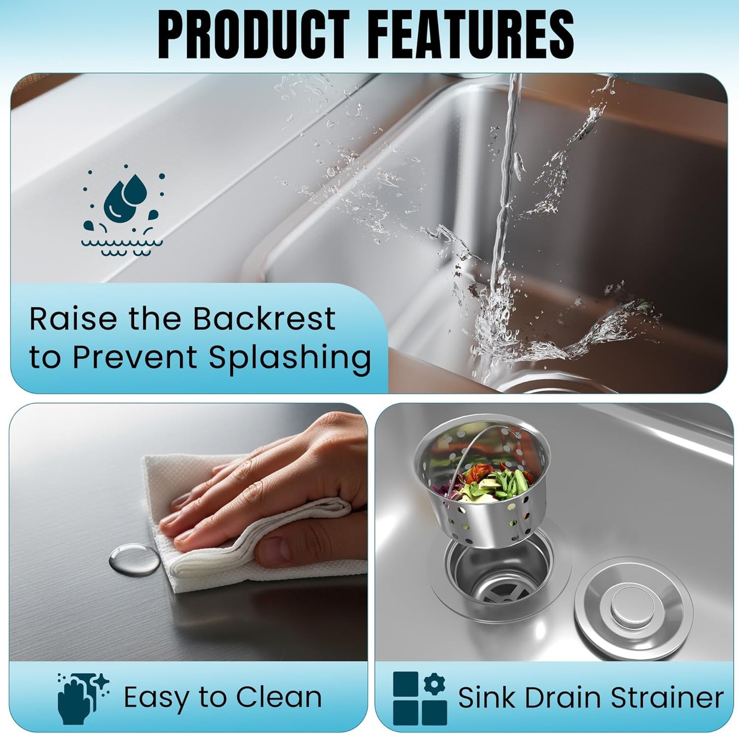 YODOLLA Freestanding Stainless Steel Utility Sink