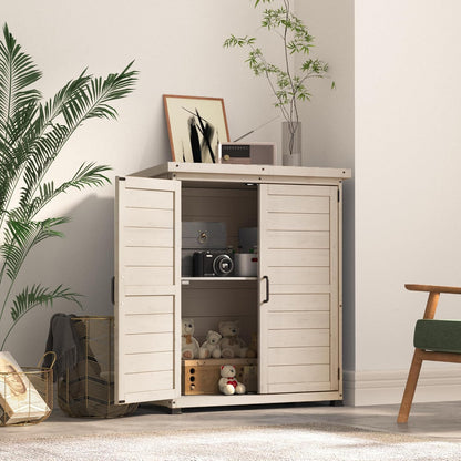 YODOLLA Outdoor Work Bench Storage Cabinet, Beige