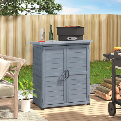 YODOLLA Outdoor Work Bench Storage Cabinet, Gray
