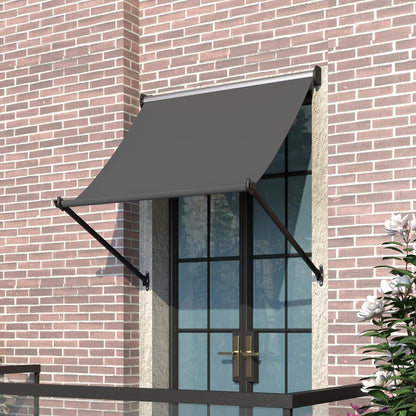 YODOLLA Retractable Awning, Manual Outdoor Awnings, Dark Grey