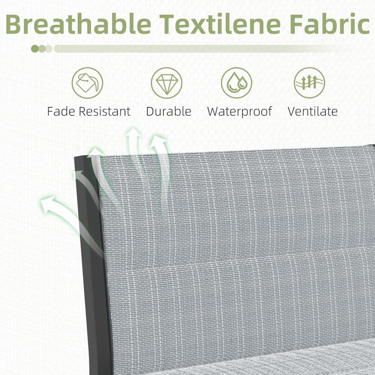 YODOLLA 7-Pc Sectional Patio Set Textilene Fabric, Dark Grey