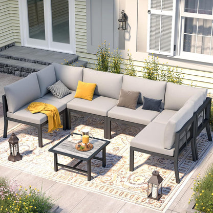 YODOLLA 7 Pieces Patio Furniture Set, Grey