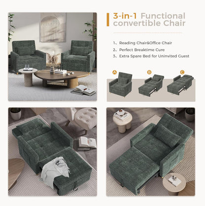 YODOLLA 3 in 1 Chair Bed Sleeper for Adults, Green