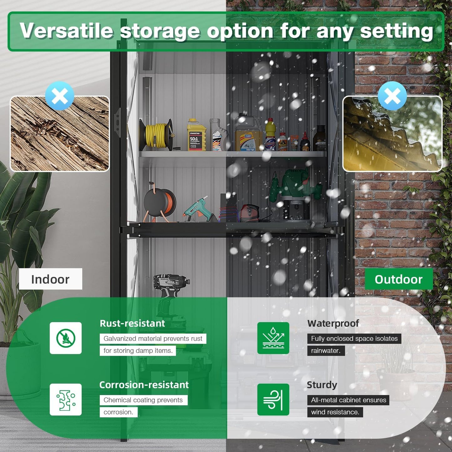 YODOLLA Outdoor Cabinet Outdoor Storage Cabinet, Gray