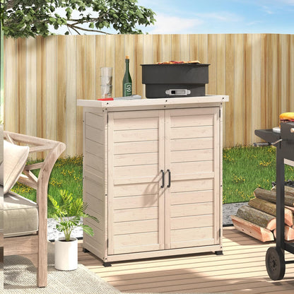 YODOLLA Outdoor Work Bench Storage Cabinet, Beige