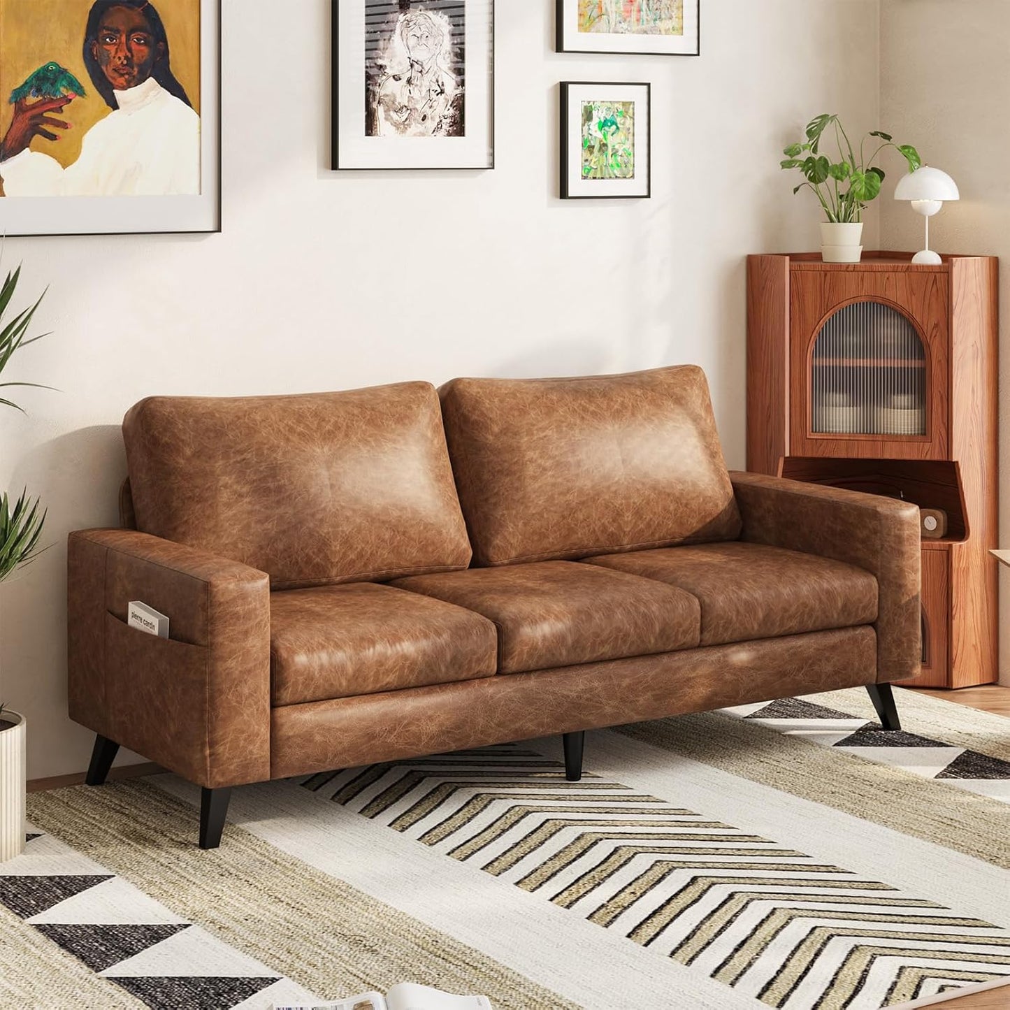 YODOLLA 79" 3-Seat Faux Leather Couch Modern Sofa