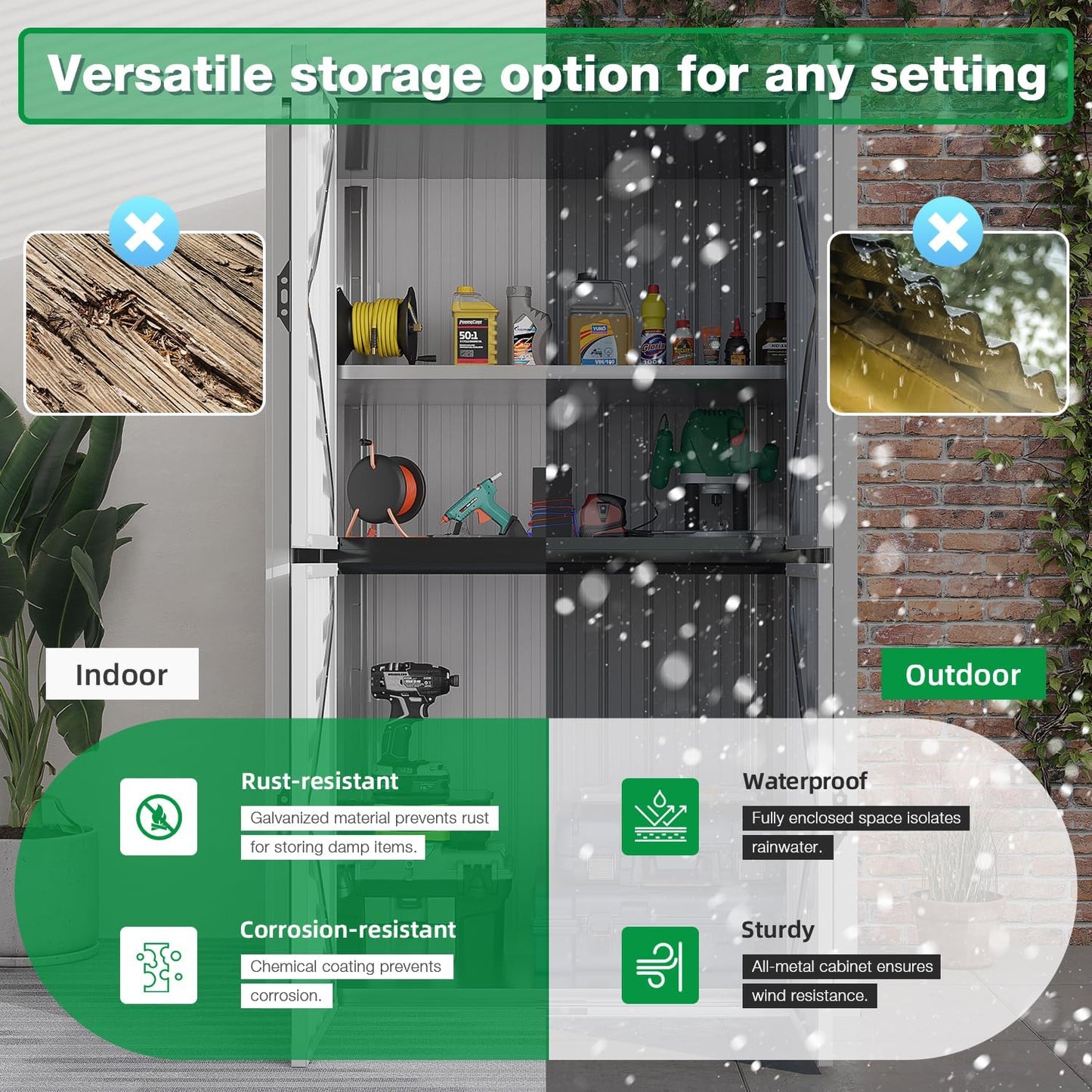 YODOLLA Outdoor Cabinet Outdoor Storage Cabinet, White