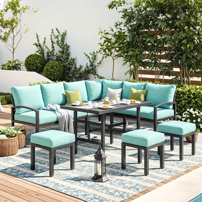 YODOLLA 7 Pieces Metal Patio Furniture Set, Green