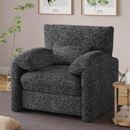 YODOLLA Oversized Armchair, Chenille Mid Century Accent Chair, Comfy Upholstered Single Sofa, Extra Wide Reading Chairs
