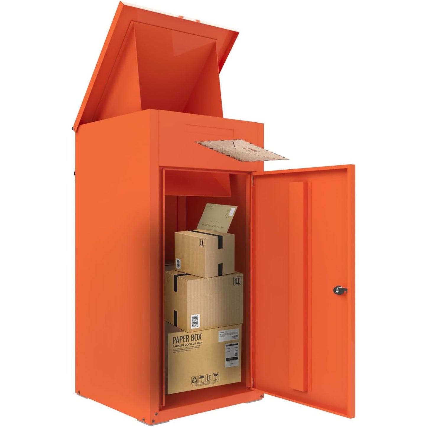 YODOLLA Lockable Anti-Theft Parcel Drop Box With Mailbox For Porch Fence Curbside, Orange