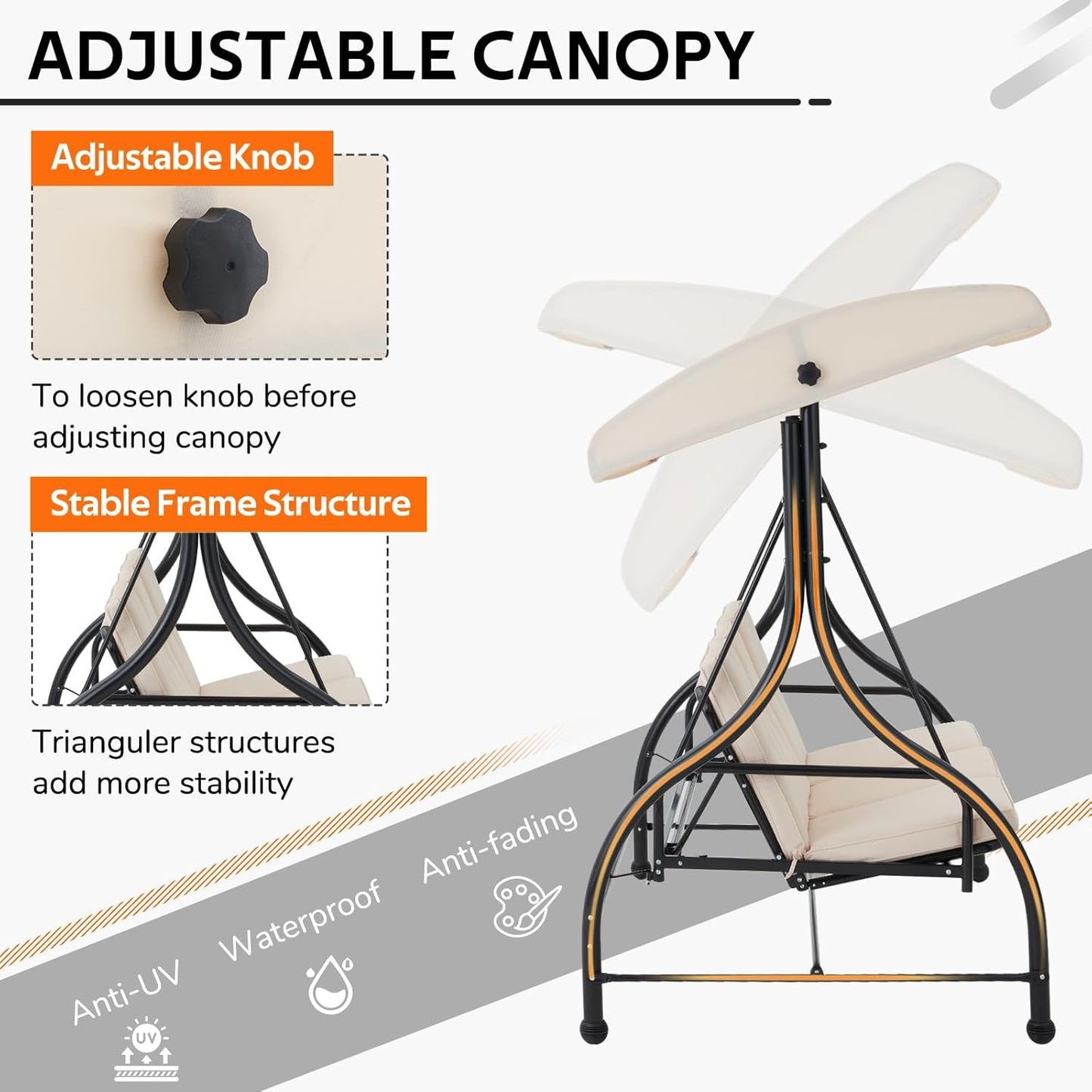 YODOLLA Outdoor Patio Swing Cushions