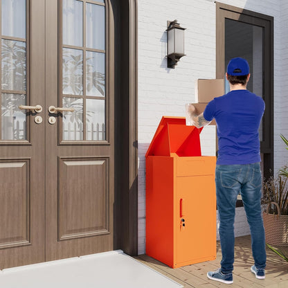 YODOLLA Lockable Anti-Theft Parcel Drop Box With Mailbox For Porch Fence Curbside, Orange