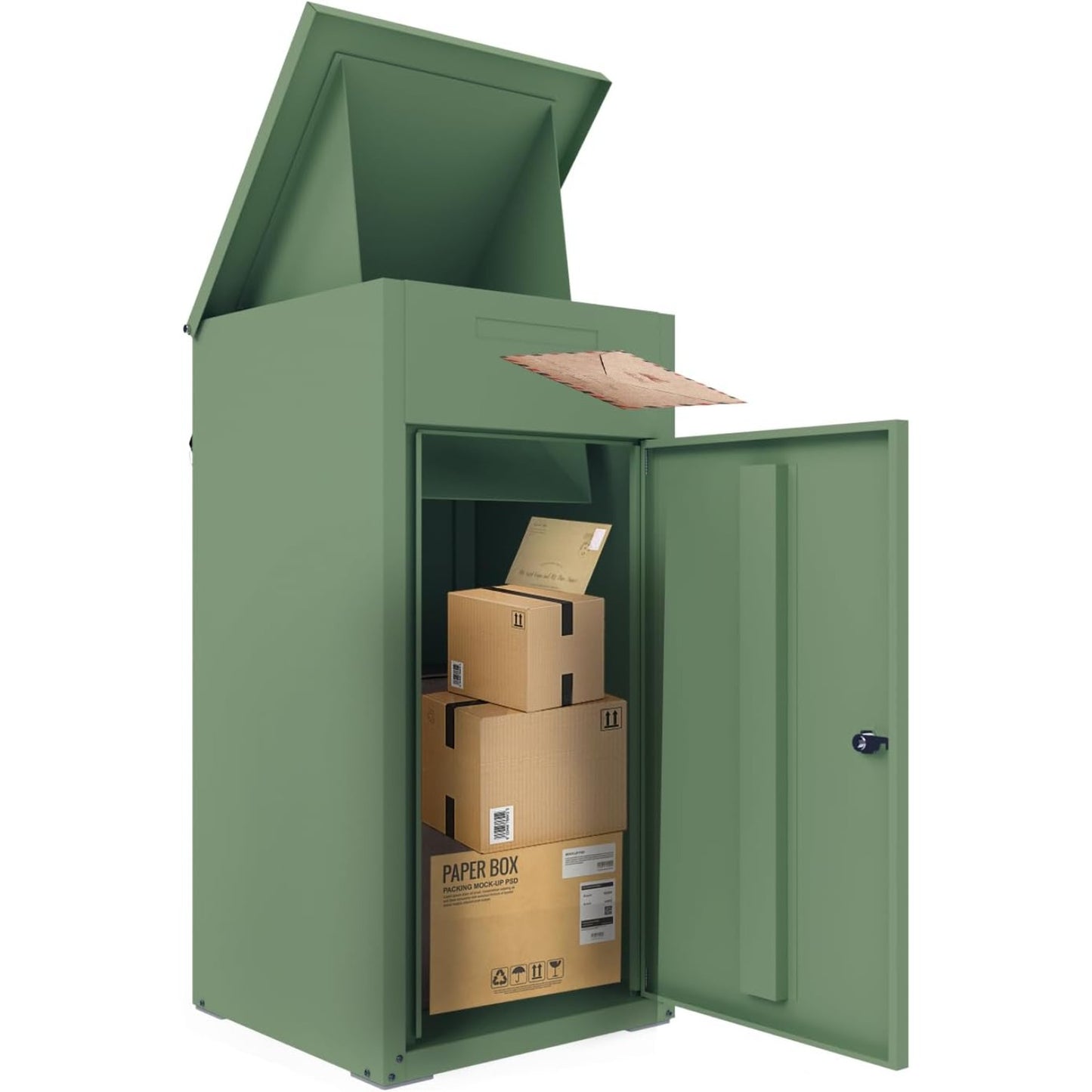 YODOLLA Lockable Anti-Theft Parcel Drop Box With Mailbox For Porch Fence Curbside, Green