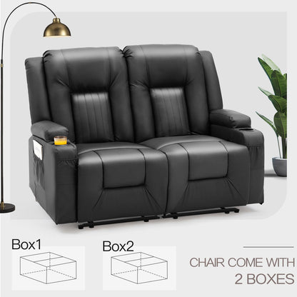 YODOLLA Double Recliner, Home Theater Seating, Black