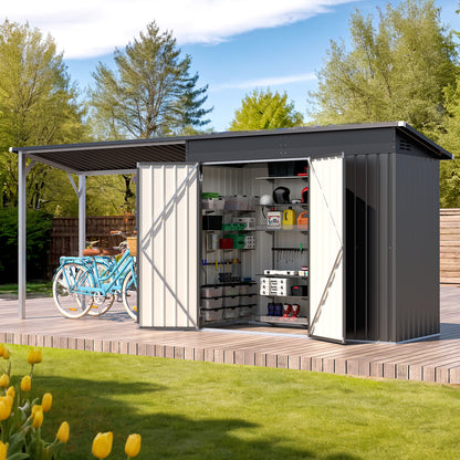 YODOLLA Outdoor Open-Sided Storage Shed, Sheds with Covered