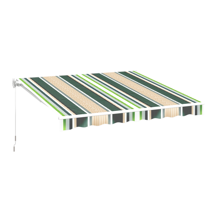 YODOLLA 13'x8' retractable awning, mixed beige and green stripes.