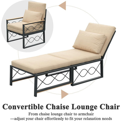 YODOLLA Outdoor Metal Chaise Lounge Chair Adjustable 5-Position Recliner