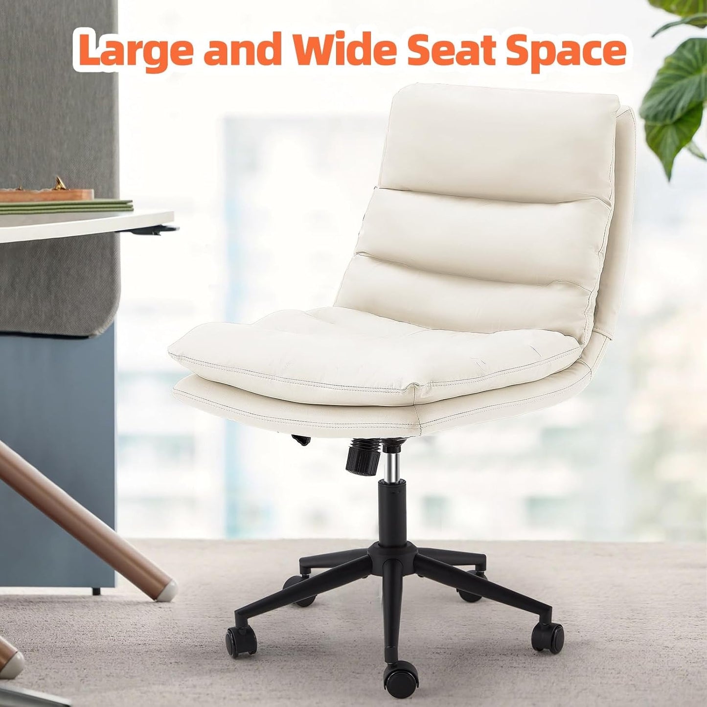 YODOLLA Office Chairs Swivel Desk Chair, PU Leather White