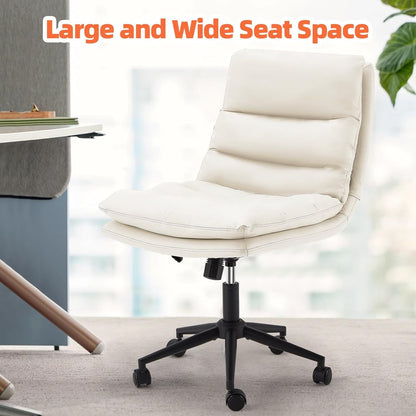 YODOLLA Office Chairs Swivel Desk Chair, PU Leather White