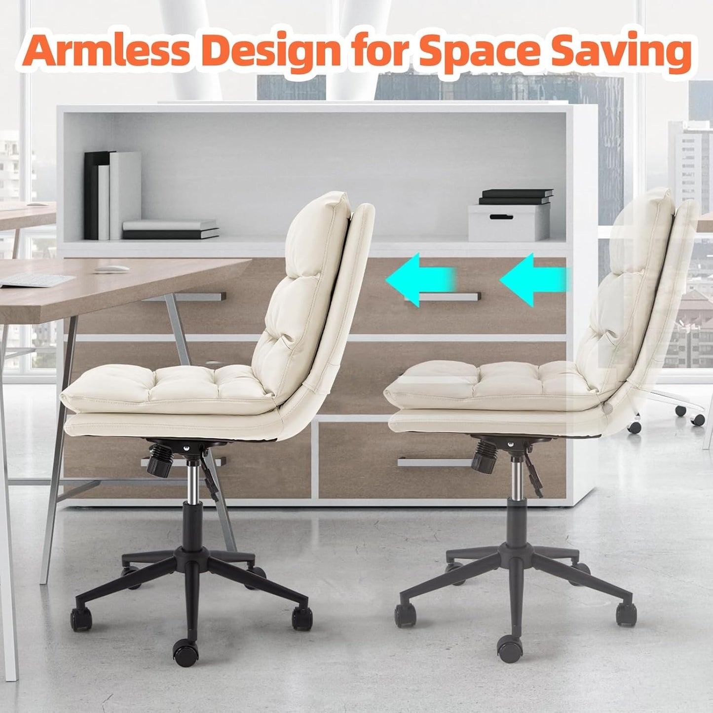 YODOLLA Office Chairs Swivel Desk Chair, PU Leather White