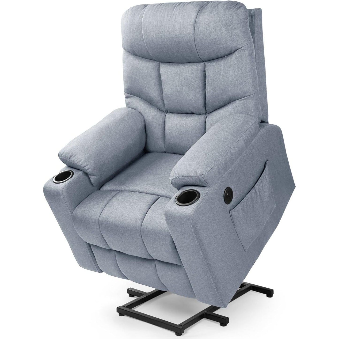 YODOLLA Massage Power Lift Recliner for Elderly, Linen Fabric, Grey