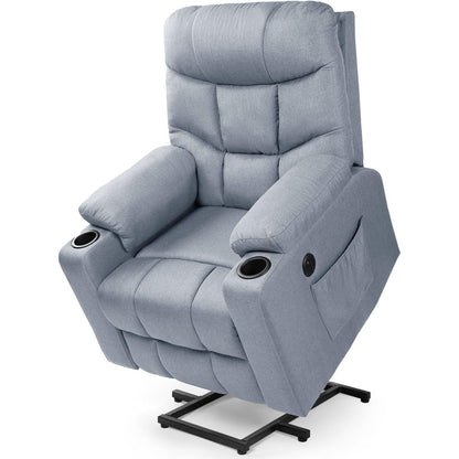YODOLLA Massage Power Lift Recliner for Elderly, Linen Fabric, Grey