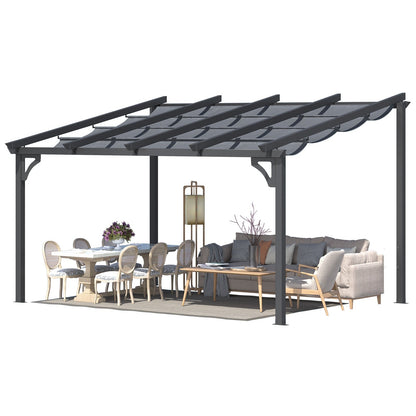 YODOLLA 14' x 10' Gazebo for Patio, Retractable Pergola with Adjustable Sun Shade Canopy Roof