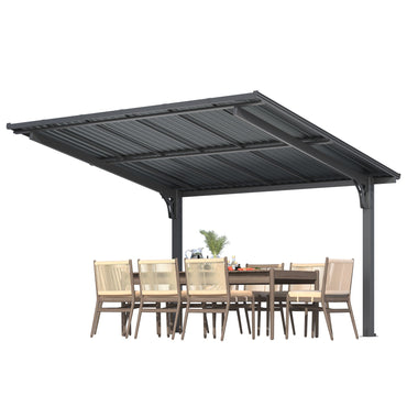YODOLLA 12'x10' Freestanding Gazebo Outdoor Lean to Hardtop Metal Carport