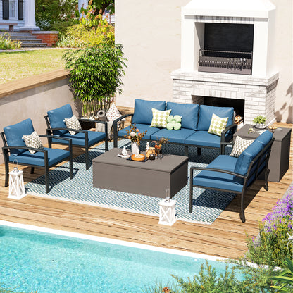 YODOLLA 6 Pieces Meatl Patio Furniture Set, Blue